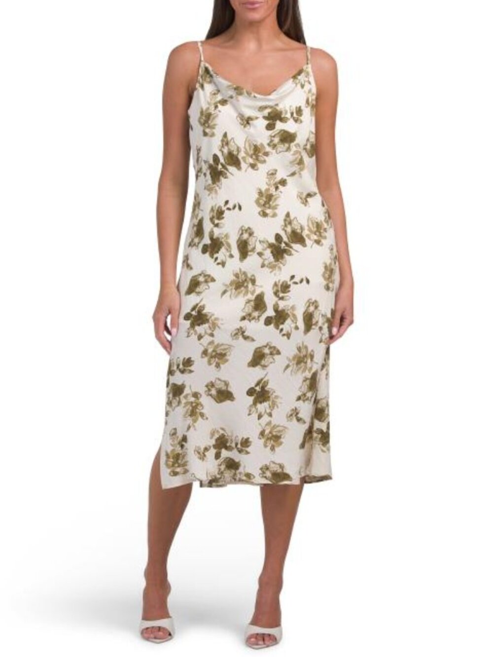 VELVET HEART Cowl Neck Floral Printed Satin Dress